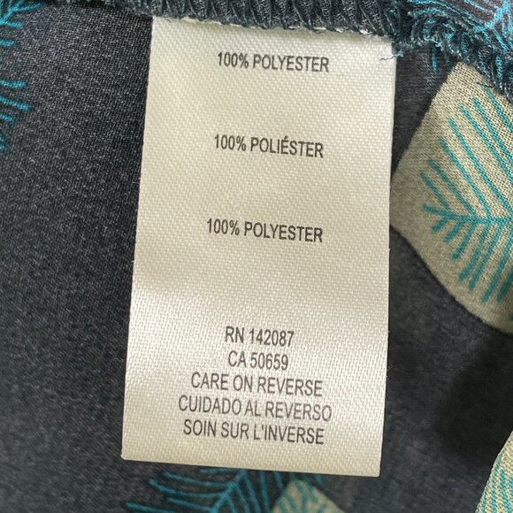 NWT Simply Noelle Sheer Button Down Tab-Sleeve Leaf Blouse Midnight Blue Sz XXL - Picture 11 of 14